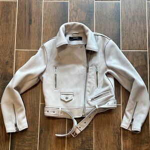 Zara Women's Light Gray Greige Faux Suede Jacket